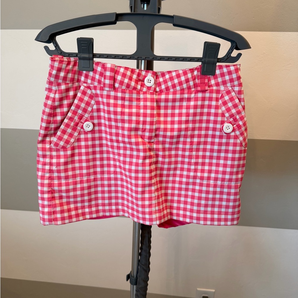 Nike Girls Pink and White Gingham Skort